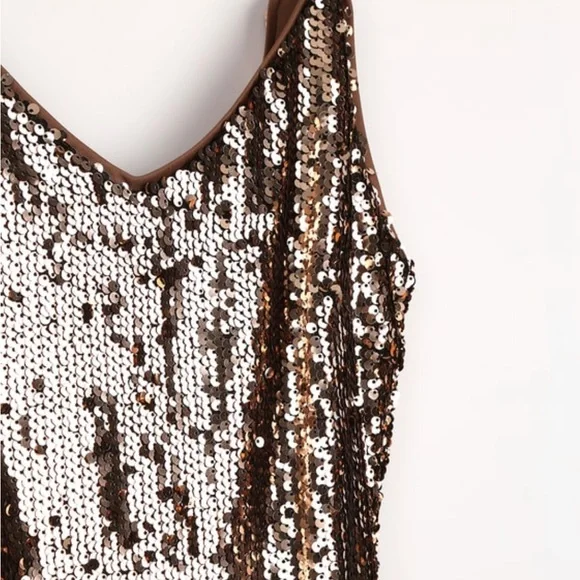 SOLD 🪩 Lulus Glam Party Copper Sequin Bodycon Mini Dress; Size Small - Picture 6 of 11